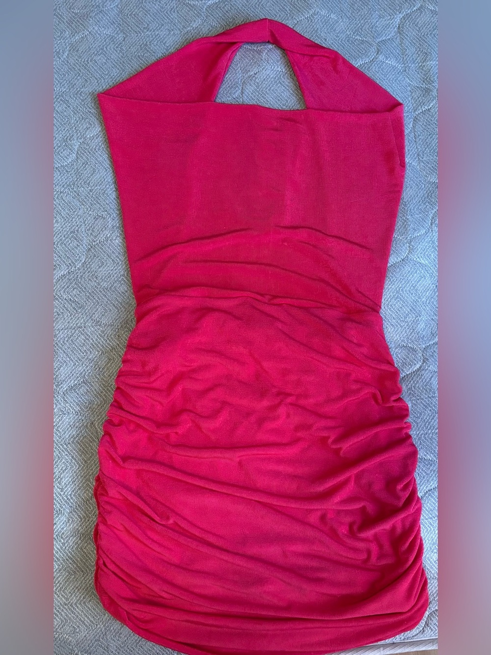 Fuchsia Ruched Halter Bodycon Dress
